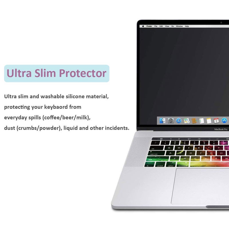Funut Compatible with MacBook Pro Keyboard Cover Touch Bar 13 inch Silicone Keyboard Skin and 15 inch Premium Ultra Thin TPU 2019-2016 (Model A2159 A1989 A1990 A1706 A1707) Skin Protector - Nebula - Image 5